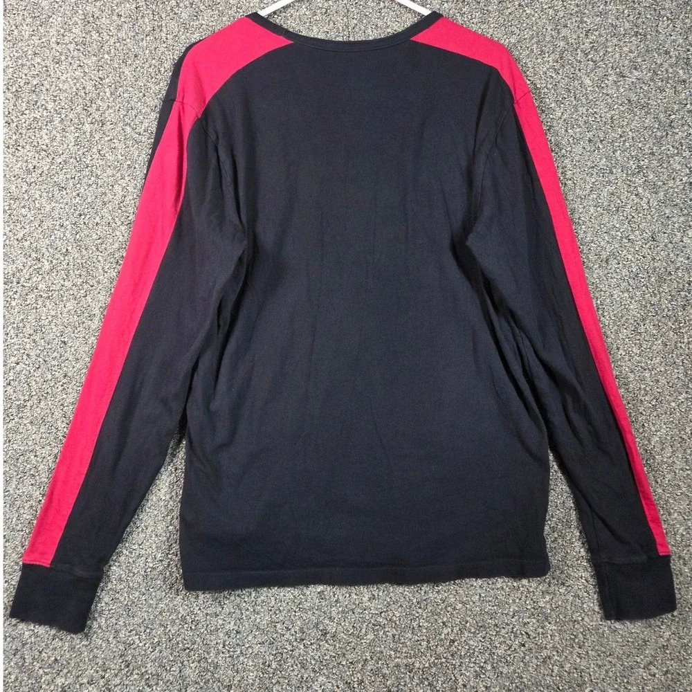 True Religion Long Sleeve‎ Tee Mens S Black Red Stripe Horseshoe Logo 104235